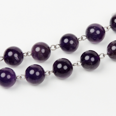 Бусы аметист Бразилия (сталь хир.) (колье) 12 мм 48 см (+7 см)