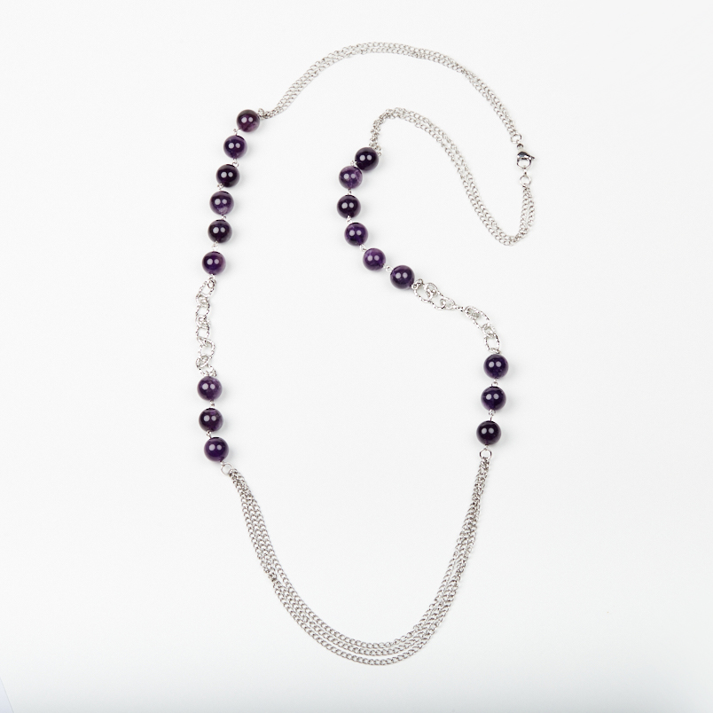 Бусы аметист Бразилия (сталь хир.) (колье) длинные 12 мм 106 см (+7 см)