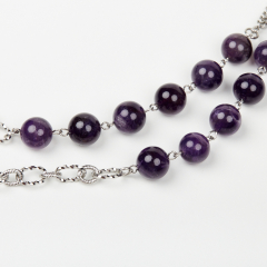 Бусы аметист Бразилия (сталь хир.) (колье) длинные 12 мм 106 см (+7 см)