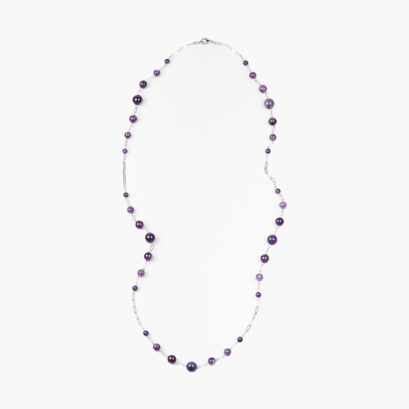 Бусы аметист Бразилия (сталь хир.) (колье) длинные 100 см (+7 см)