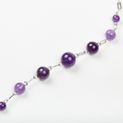 Бусы аметист Бразилия (сталь хир.) (колье) длинные 100 см (+7 см)