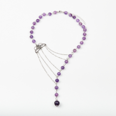 Бусы аметист Бразилия (сталь хир.) (колье) длинные 42 см (+7 см)