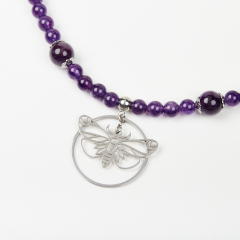 Бусы аметист Бразилия (сталь хир.) (колье) длинные 42 см (+7 см)