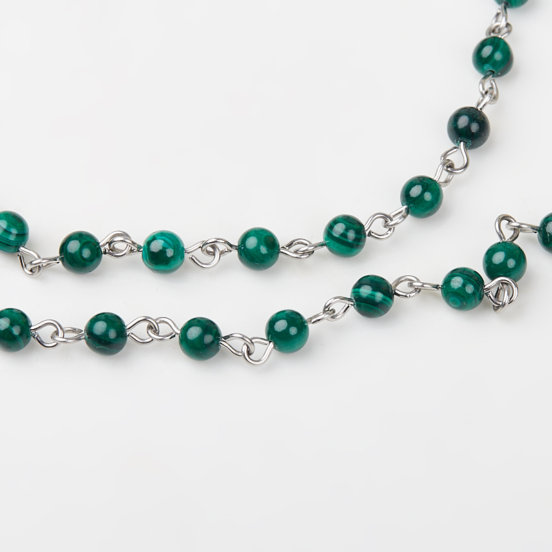 Бусы малахит Конго (сталь хир.) (цепочка) длинные 4 мм 125 см