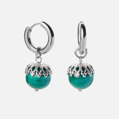 Серьги малахит Конго (сталь хир.)