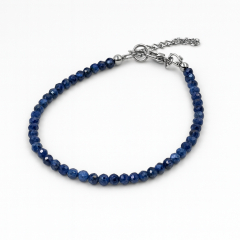 Браслет корунд Индия (сталь хир.) огранка 3 мм 18 см (+3 см)