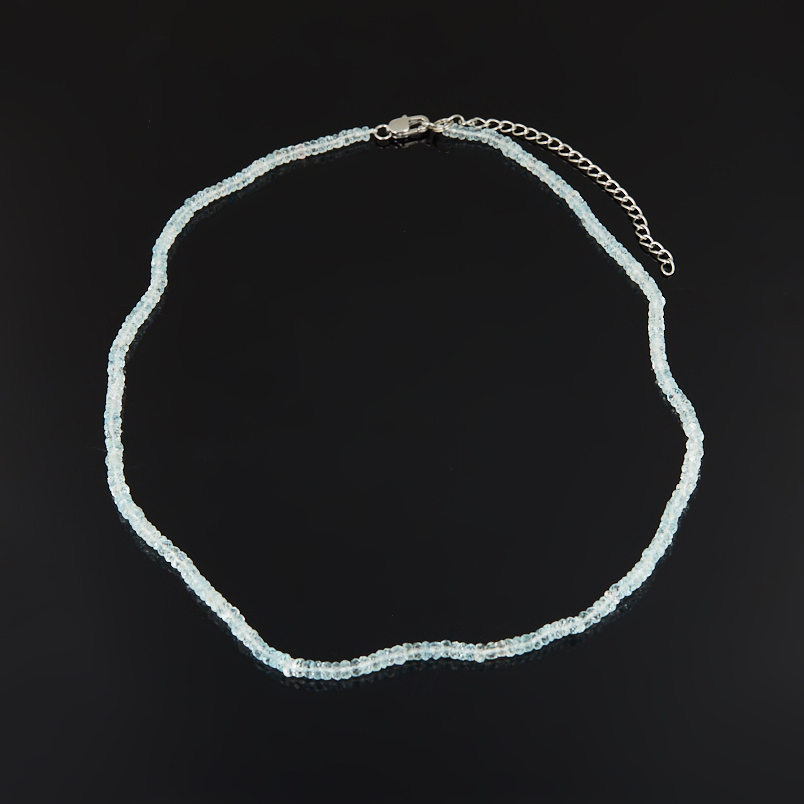 Бусы аквамарин Бразилия (сталь хир.) огранка 42 см (+7 см)