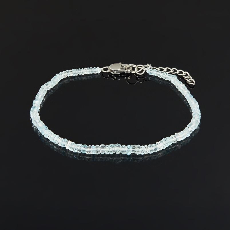 Браслет аквамарин Бразилия (сталь хир.) огранка 18&nbsp;см (+3&nbsp;см)