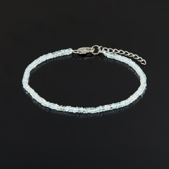 Браслет аквамарин Бразилия (сталь хир.) огранка 3 мм 16 см (+3 см)