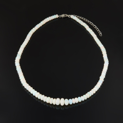 Бусы опал благородный белый Эфиопия (сталь хир.) огранка 46 см (+7 см)