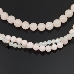 Чокер микс лунный камень, розовый кварц (сталь хир.) (колье) 38 см