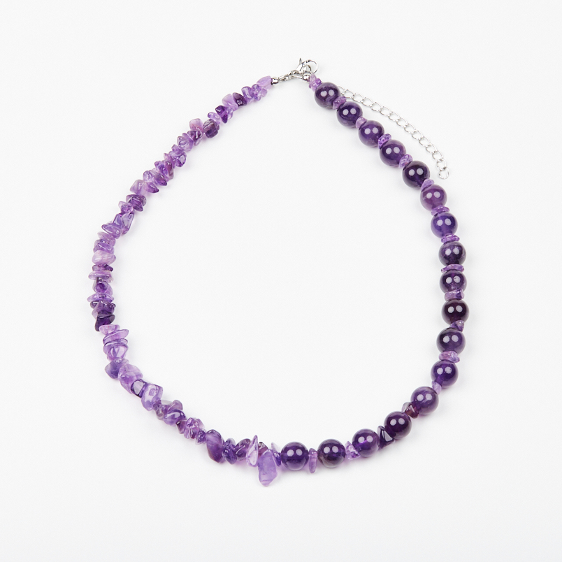 Бусы аметист Бразилия (сталь хир.) 10 мм 46 см (+7 см)