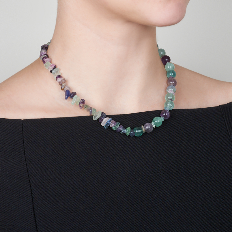 Бусы флюорит 10 мм 46 см (+7 см) (сталь хир.)