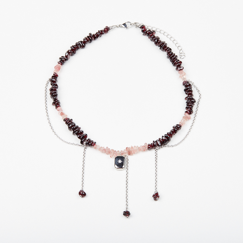 Чокер микс авантюрин, гранат (сталь хир.) (колье) 38 см (+7 см)