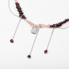 Чокер микс авантюрин, гранат (сталь хир.) (колье) 38 см (+7 см)