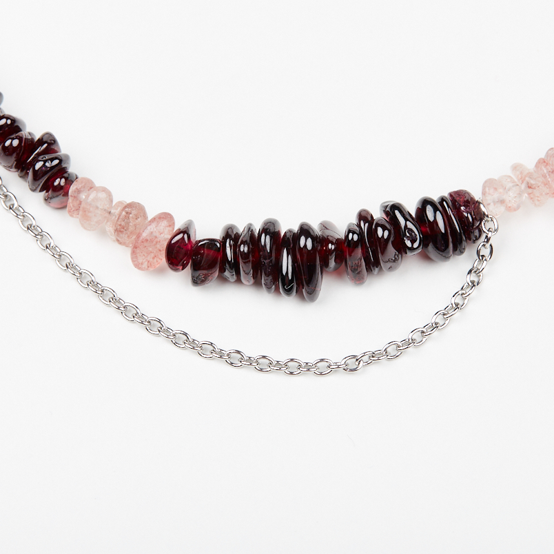 Чокер микс авантюрин, гранат (сталь хир.) (колье) 38 см (+7 см)