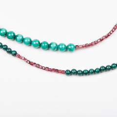 Бусы микс гранат, малахит (сталь хир.) длинные 127 см