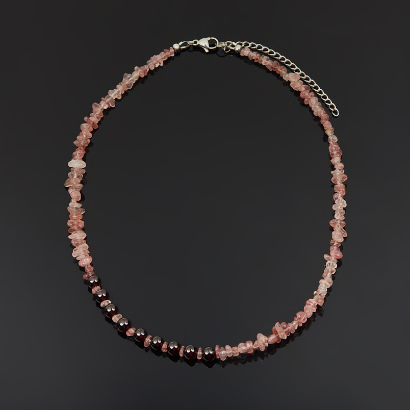 Бусы микс авантюрин, гранат (сталь хир.) 6 мм 44 см (+7 см)