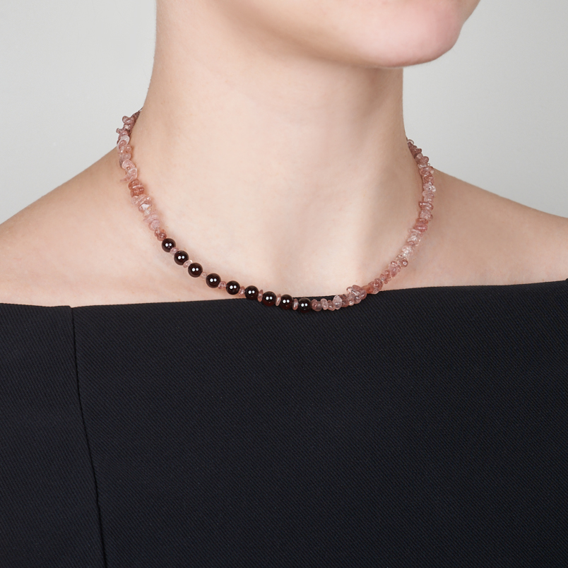 Бусы микс авантюрин, гранат (сталь хир.) 6 мм 44 см (+7 см)