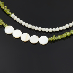 Бусы микс лунный камень, перламутр, хризолит (сталь хир.) длинные 127 см
