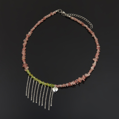 Бусы микс авантюрин, хризолит (сталь хир.) 44 см (+7 см)