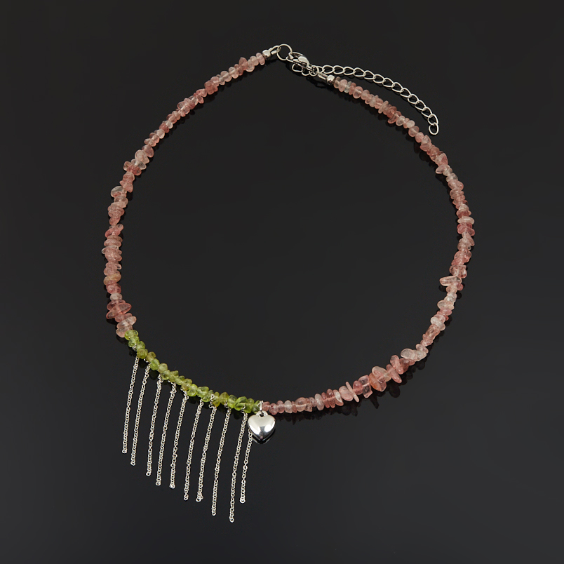 Бусы микс авантюрин, хризолит (сталь хир.) 44 см (+7 см)