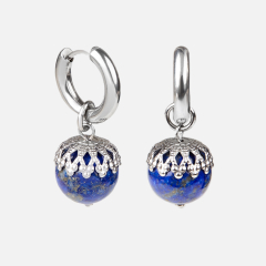 Серьги лазурит Афганистан (сталь хир.)