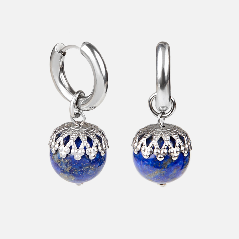 Серьги лазурит Афганистан (сталь хир.)