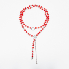 Бусы коралл красный Индонезия (сталь хир.) длинные 7 мм 105 см