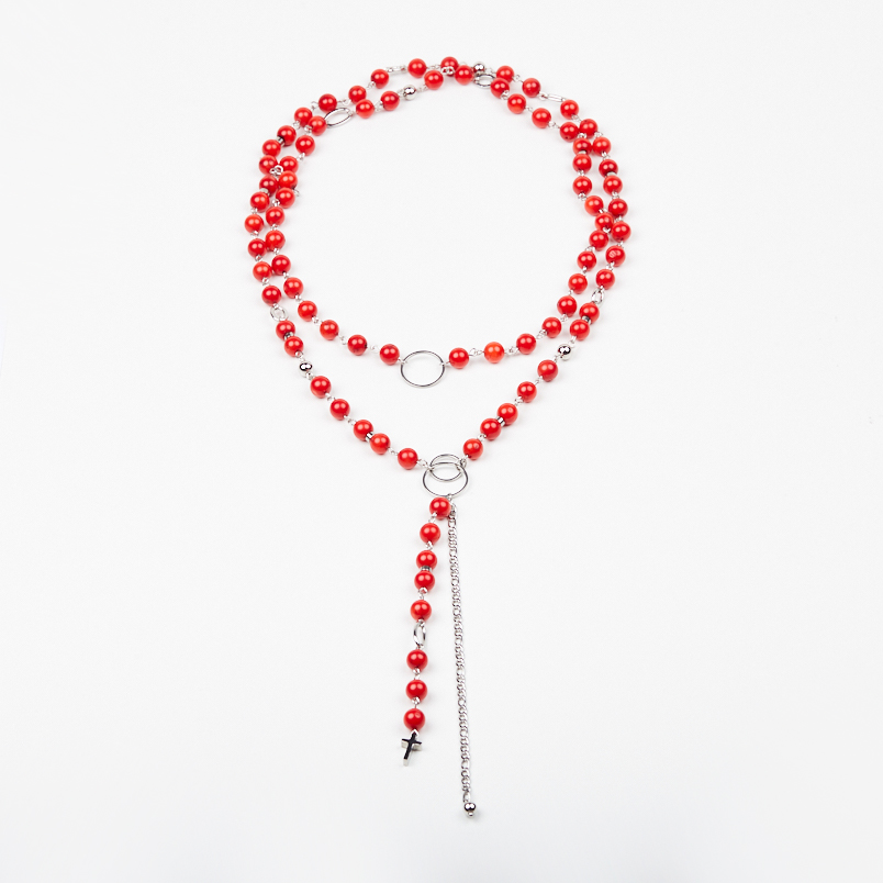 Бусы коралл красный Индонезия (сталь хир.) длинные 7 мм 105 см