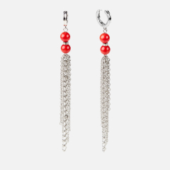 Серьги коралл красный Индонезия (сталь хир.)