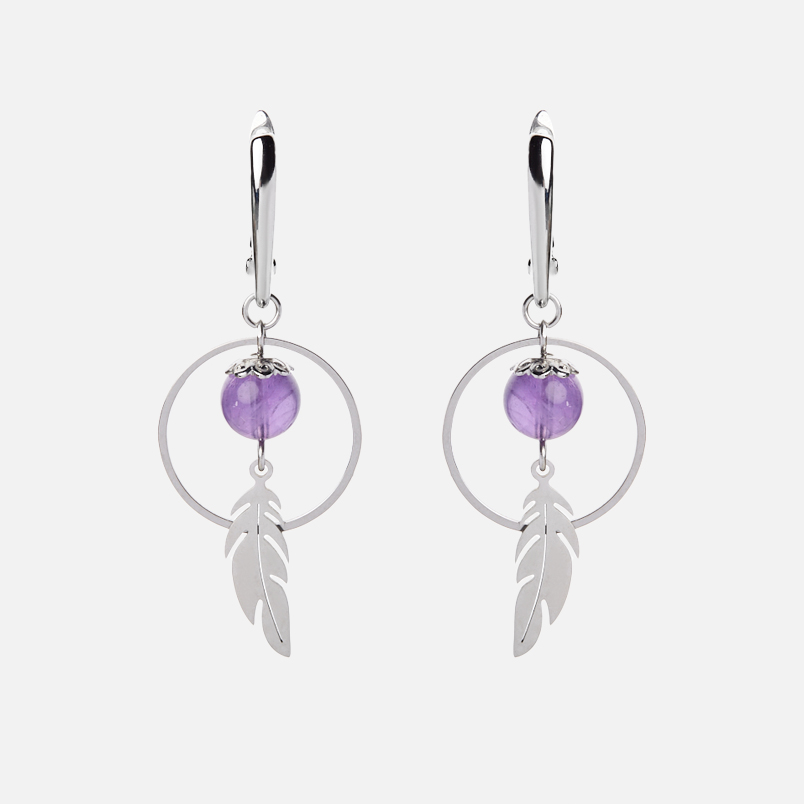Серьги аметист Бразилия (биж. сплав, сталь хир.)