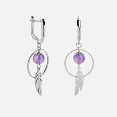 Серьги аметист Бразилия (биж. сплав, сталь хир.)