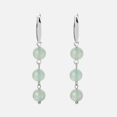 Серьги авантюрин зеленый Индия (сталь хир., биж. сплав)