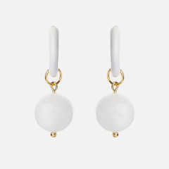 Серьги лунный камень (адуляр) Индия (сталь хир. позолота, эмаль)