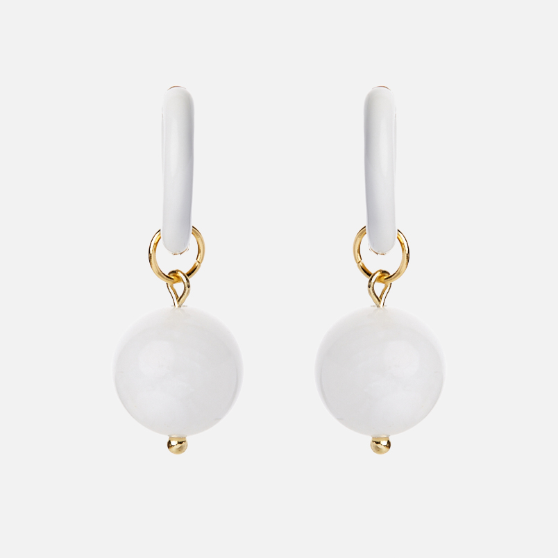 Серьги лунный камень (адуляр) Индия (сталь хир. позолота, эмаль)