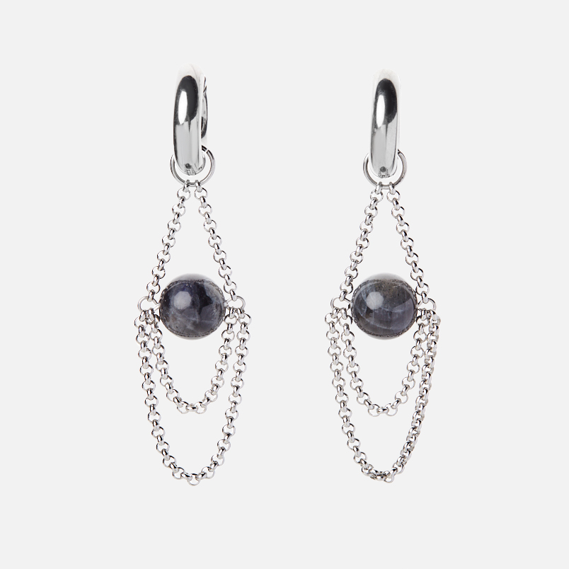 Серьги лабрадор Мадагаскар (сталь хир.)