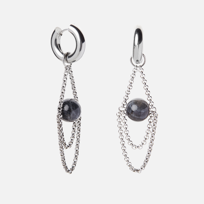 Серьги лабрадор Мадагаскар (сталь хир.)