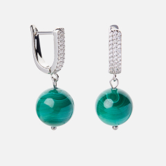 Серьги малахит Конго (биж. сплав)