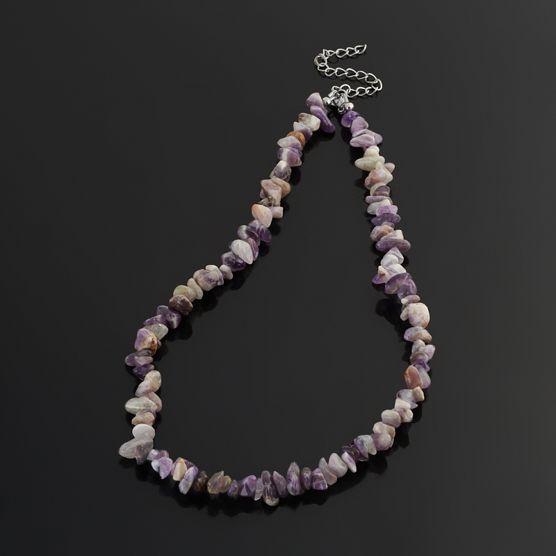 Бусы аметист Бразилия 48 см (+7 см) (сталь хир.)