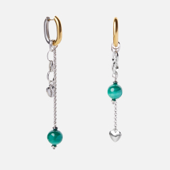 Серьги малахит Конго (сталь хир. позолота)