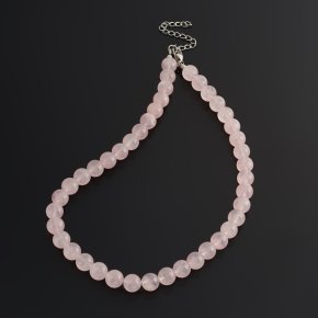 Бусы розовый кварц Бразилия (сталь хир.) 10 мм 52 см (+7 см)