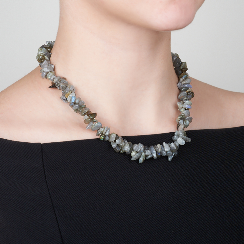 Бусы лабрадор Мадагаскар (сталь хир.) (жгут) 46 см (+7 см)