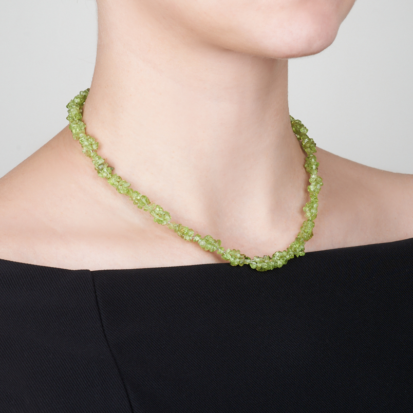 Бусы хризолит США (жгут) 46 см (+7 см) (сталь хир.)