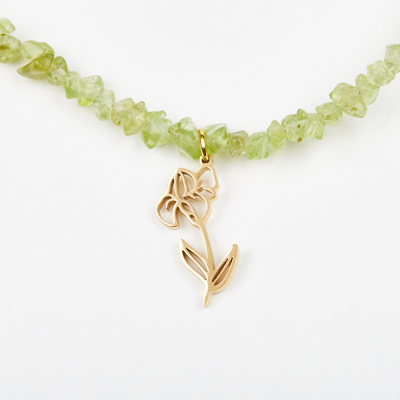 Бусы хризолит США (сталь хир. позолота) 42 см (+7 см)