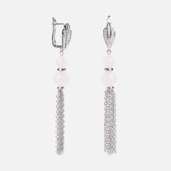 Серьги розовый кварц Бразилия (биж. сплав, сталь хир.)