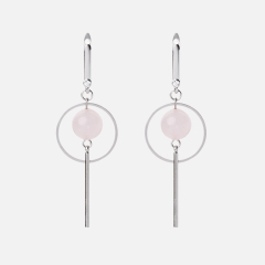 Серьги розовый кварц Бразилия (биж. сплав, сталь хир.)