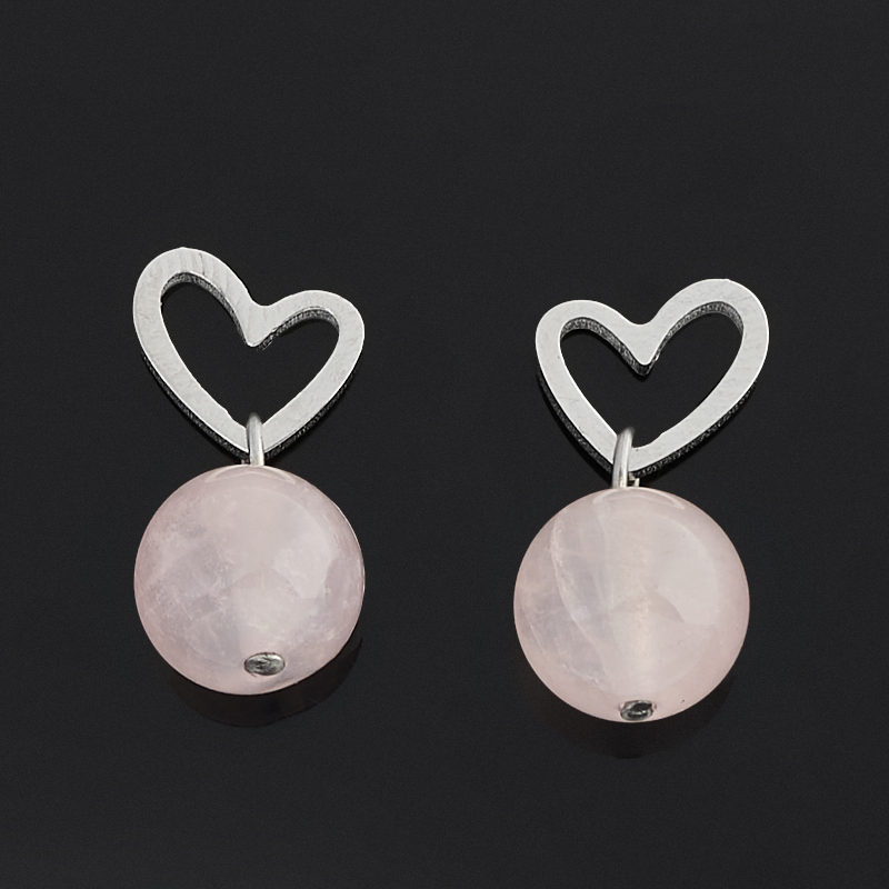Серьги розовый кварц Бразилия (сталь хир.) пуссеты