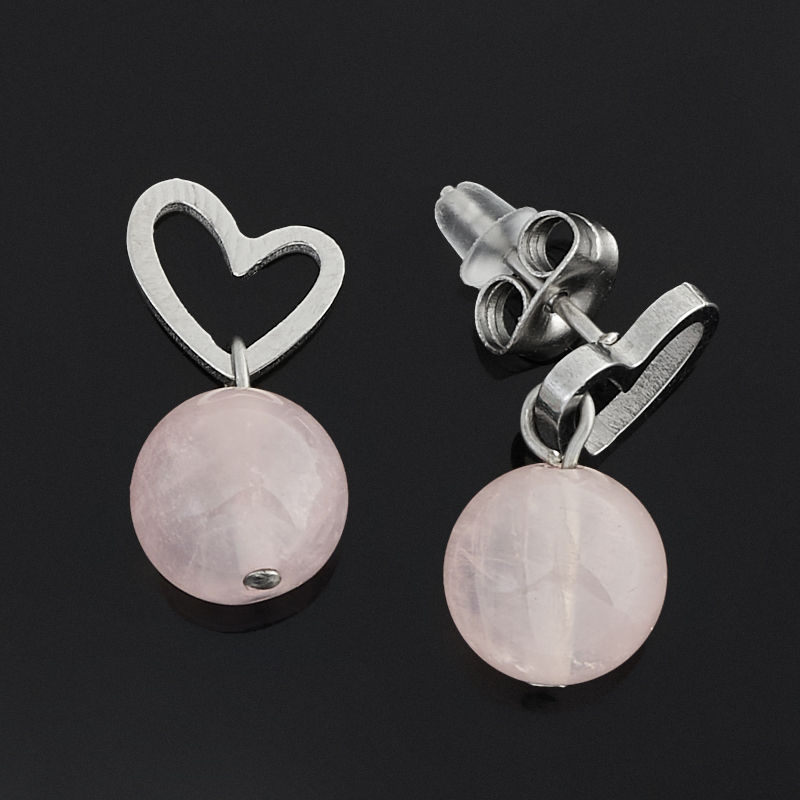 Серьги розовый кварц Бразилия (сталь хир.) пуссеты