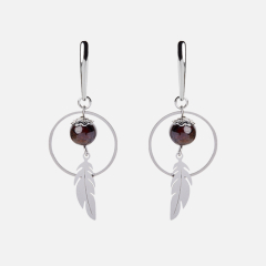 Серьги гранат альмандин Индия (биж. сплав, сталь хир.)